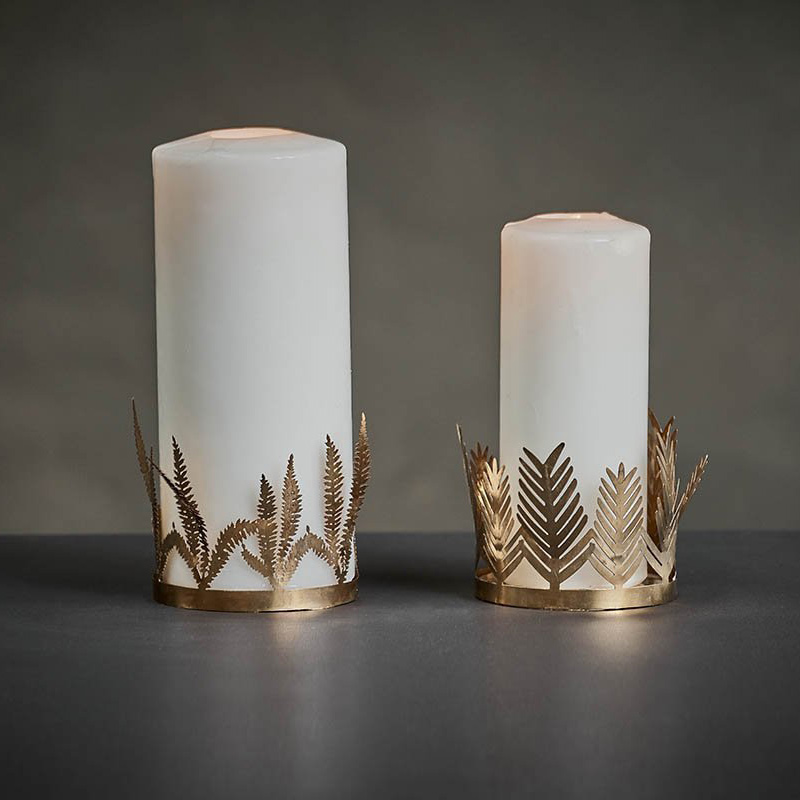 gold feather candle holder