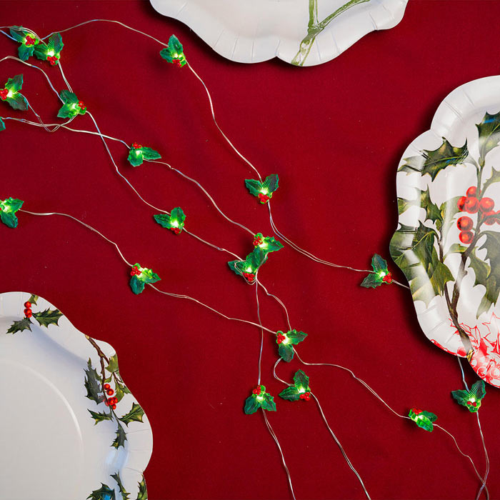 holly berry christmas table lights