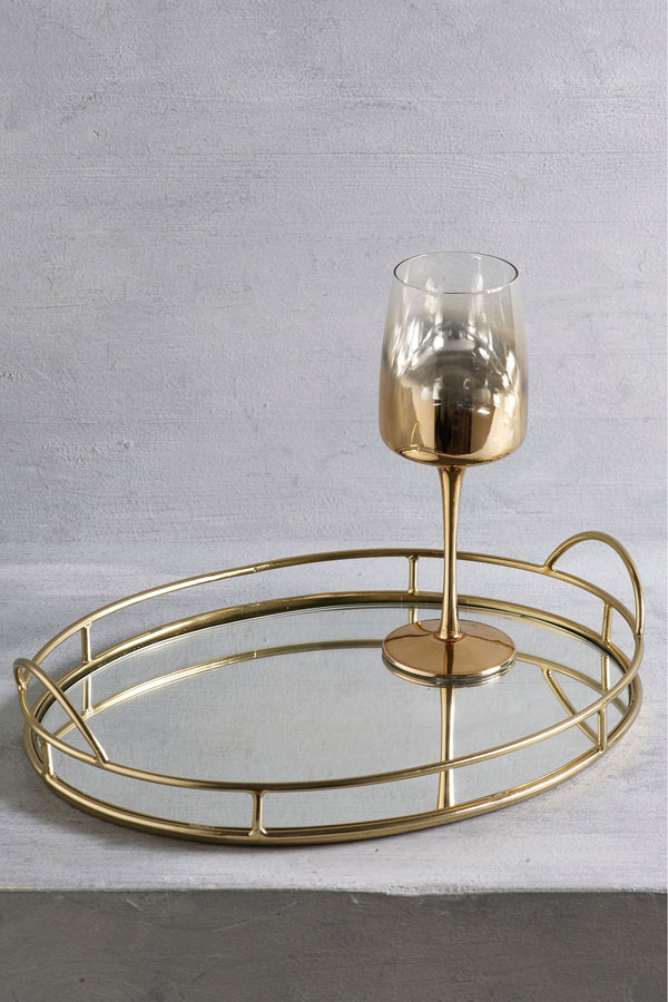 mirrored serving tray with handles