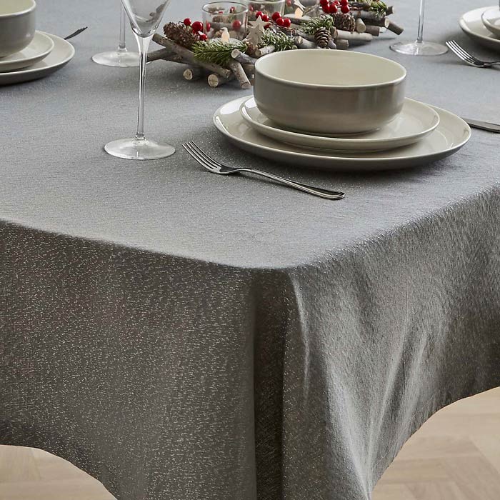 grey sparkly christmas tablecloth