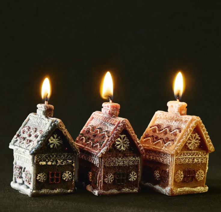 mini gingerbread house candles